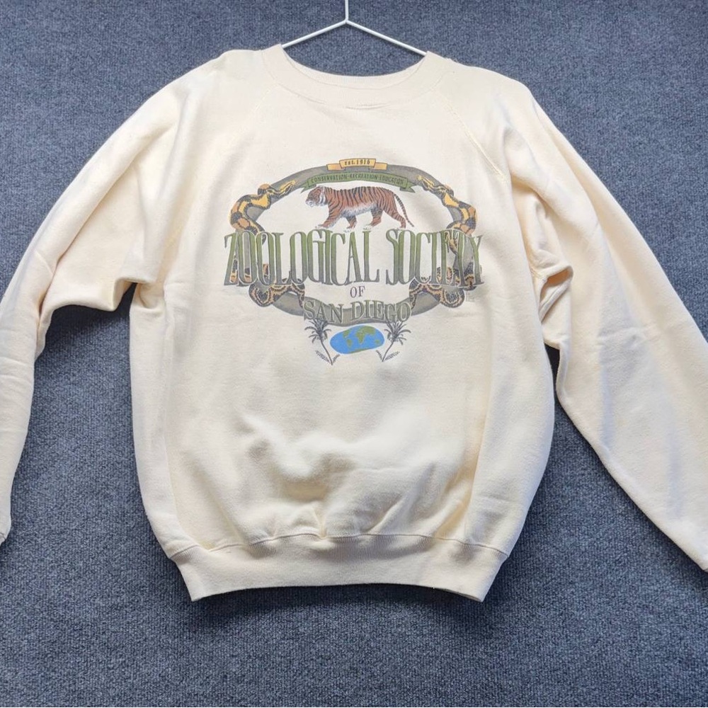 Vintage San Diego Zoo Tiger Sweatshirt XL Hanes Made in USA Zoological Society